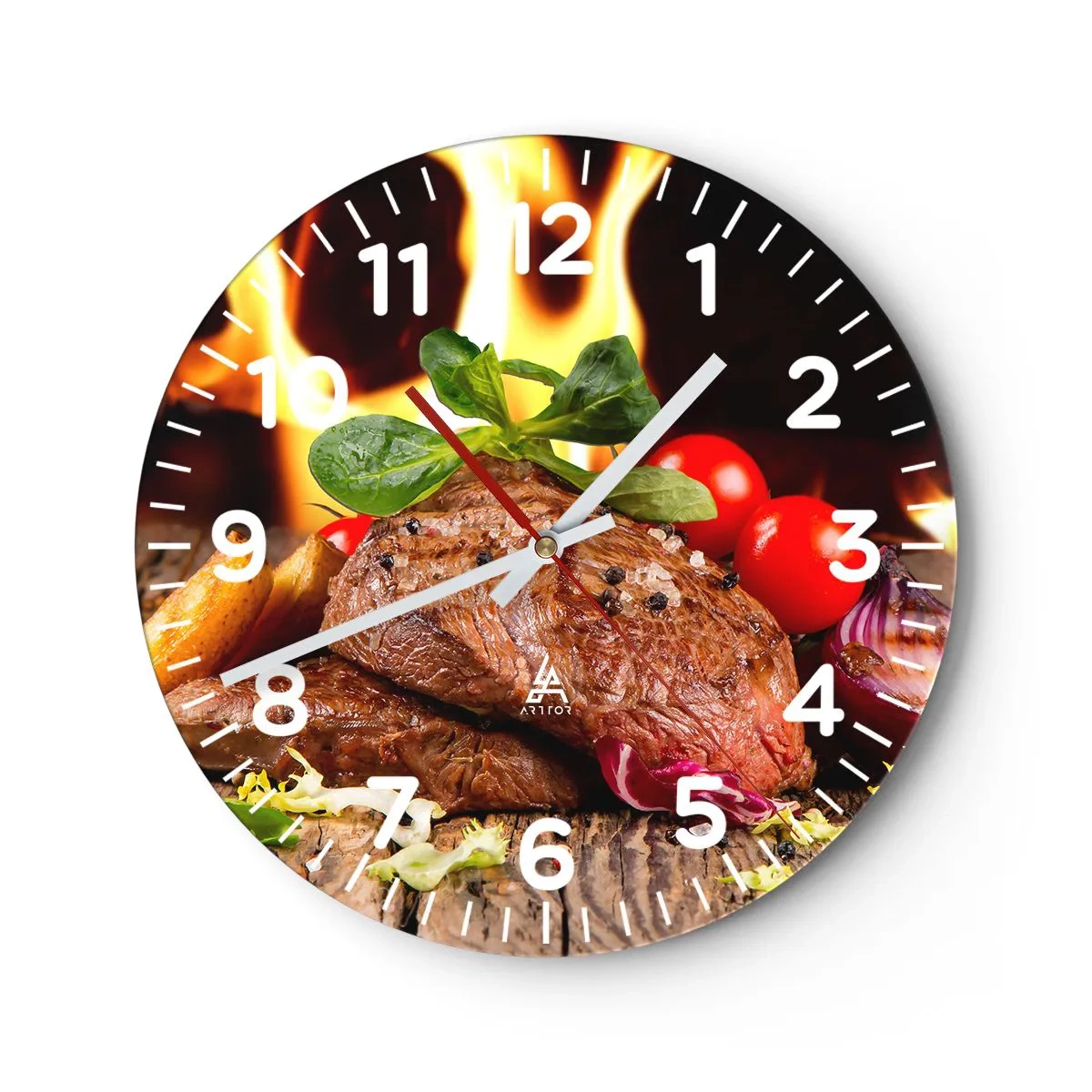 Wall clock - Clock on glass - Smokey Barbecue - 30x30 cm
