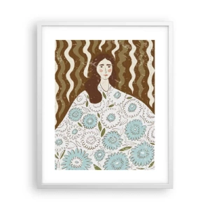 Poster in white frmae - Portrait in a Flowery Robe - 40x50 cm