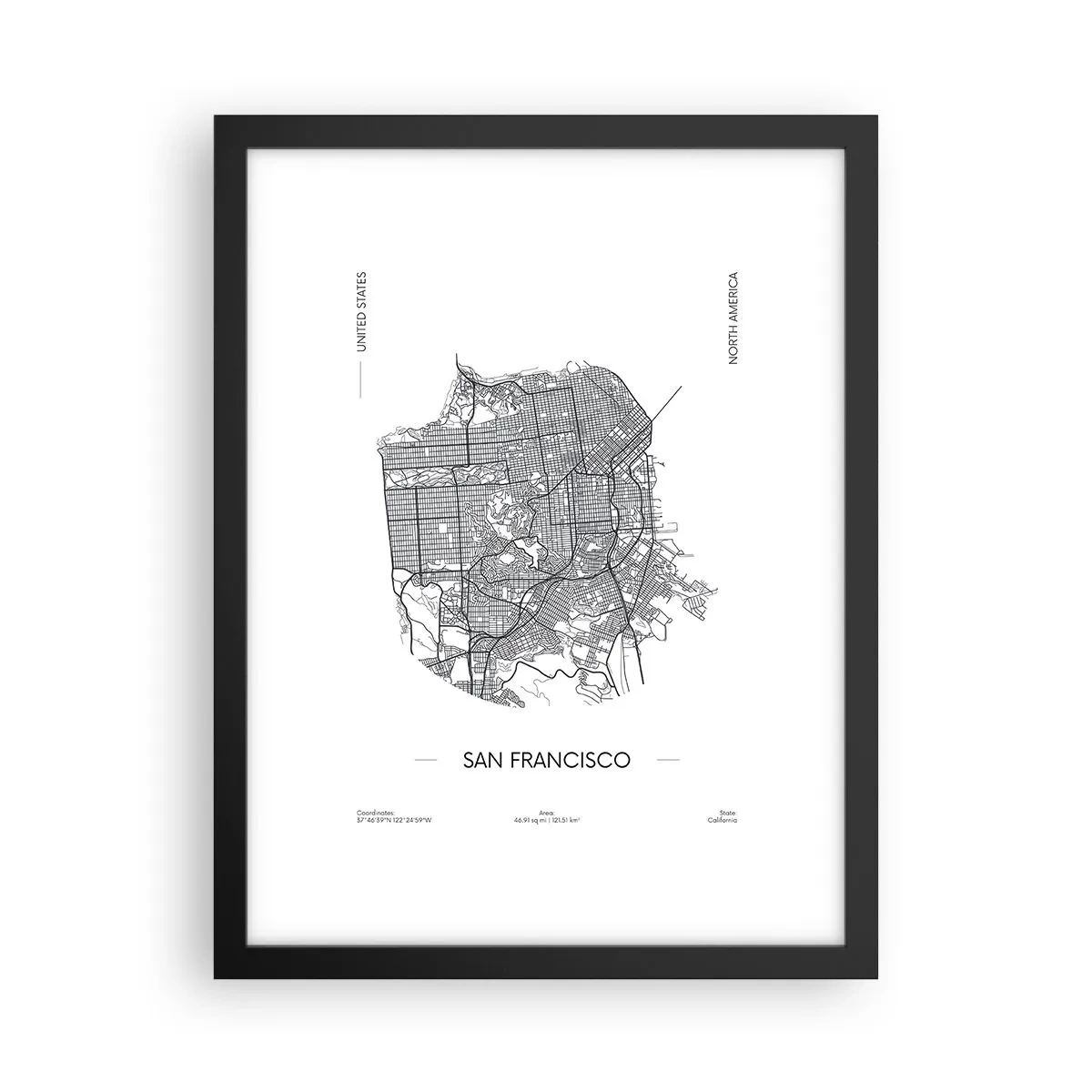 Poster in black frame - Anatomy of San Francisco - 30x40 cm