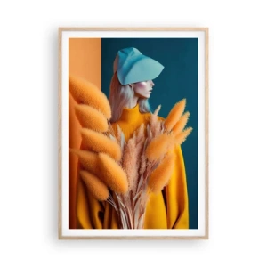 Poster in light oak frame - Fluffy Portrait - 70x100 cm
