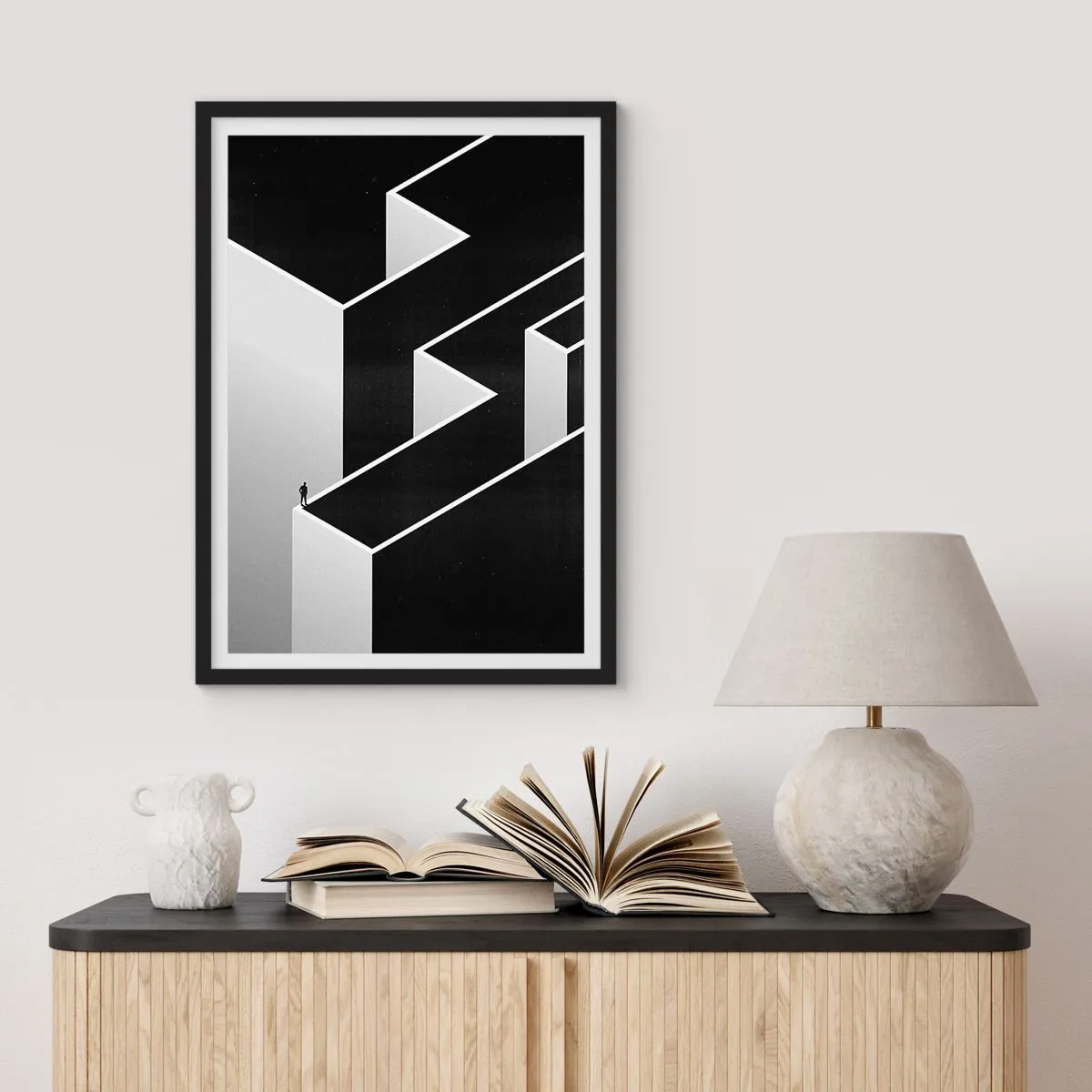 Poster in black frame - Solitude at the Top - 61x91 cm
