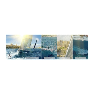 Photo Wallpaper Sample Premium Canvas - Time to Leave the City - City, Sea, Yacht - 100x30 cm