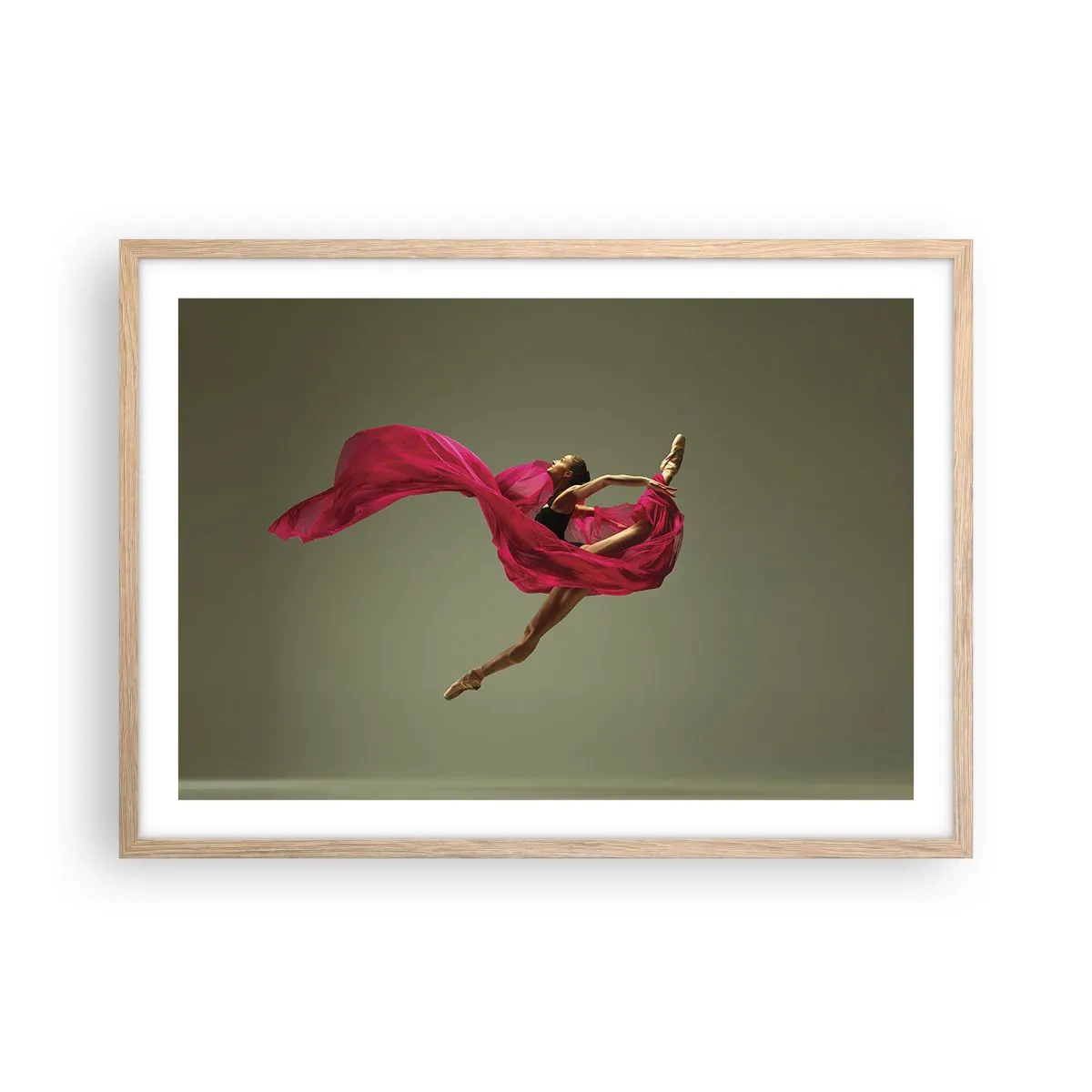 Poster in light oak frame - Dancing Flame - 70x50 cm