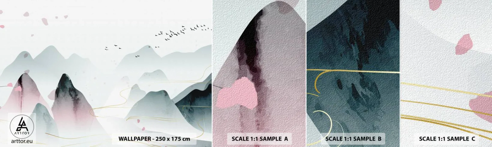 Photo Wallpaper Sample Standard Eco - Over the Peaks - Landscape, Birds, Mountains - 100x30 cm