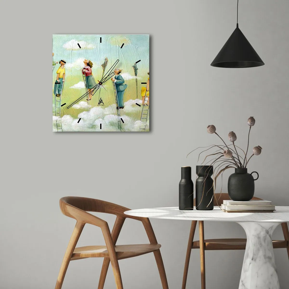 Wall clock - Clock on glass - Following the Dream - 30x30 cm