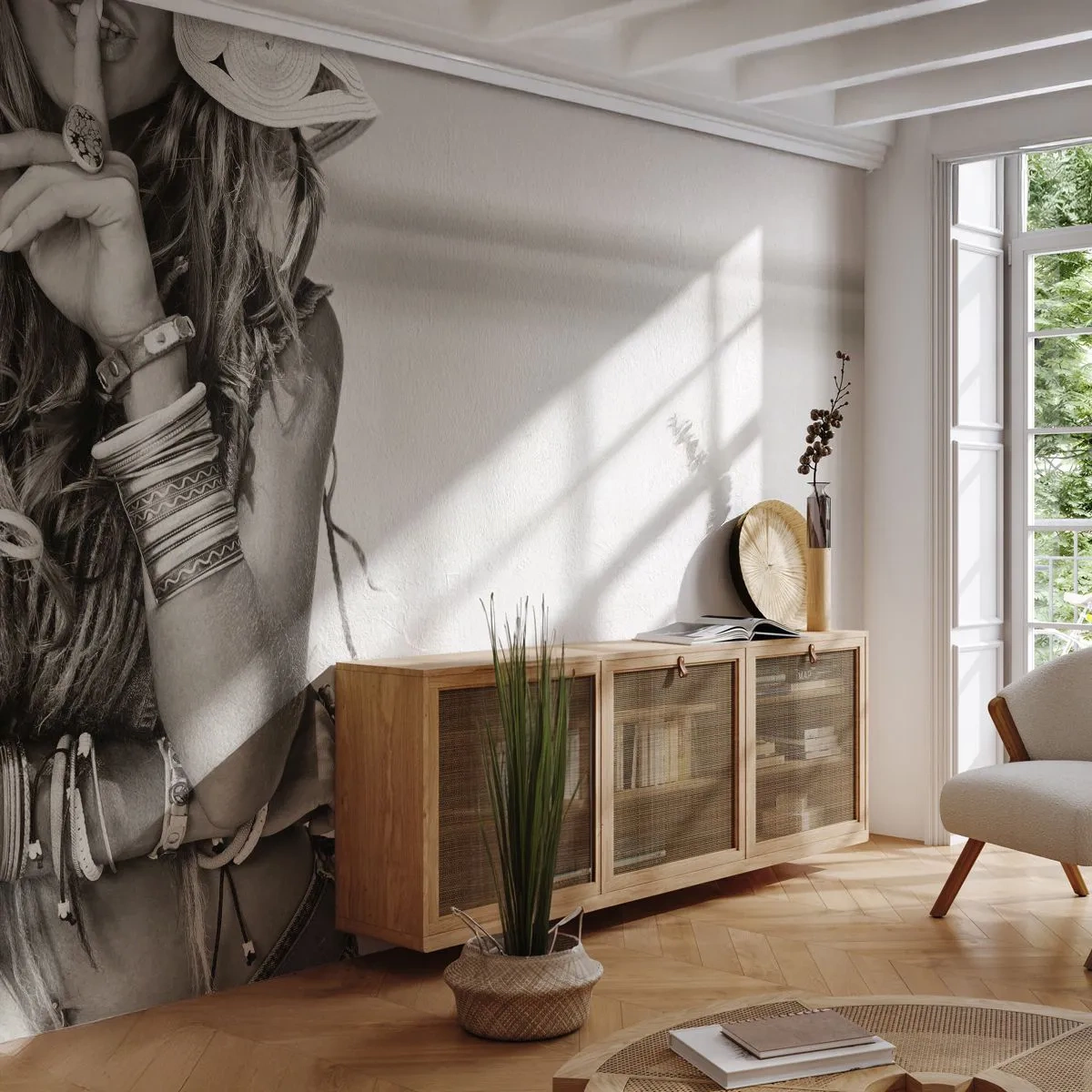 Photo Wallpaper Premium Sand - Like a Girl - Woman, Boho, Vintage - 300x210 cm