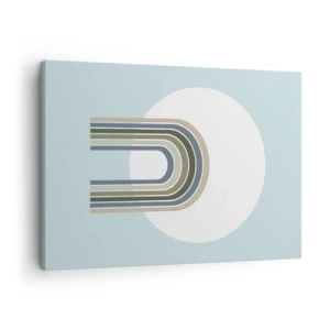 Canvas picture - A minimalist composition with a circle and lines on a pastel background. - 70x50cm - Irresistible Attraction - Modern wall decoration for the living room and bedroom ARTTOR