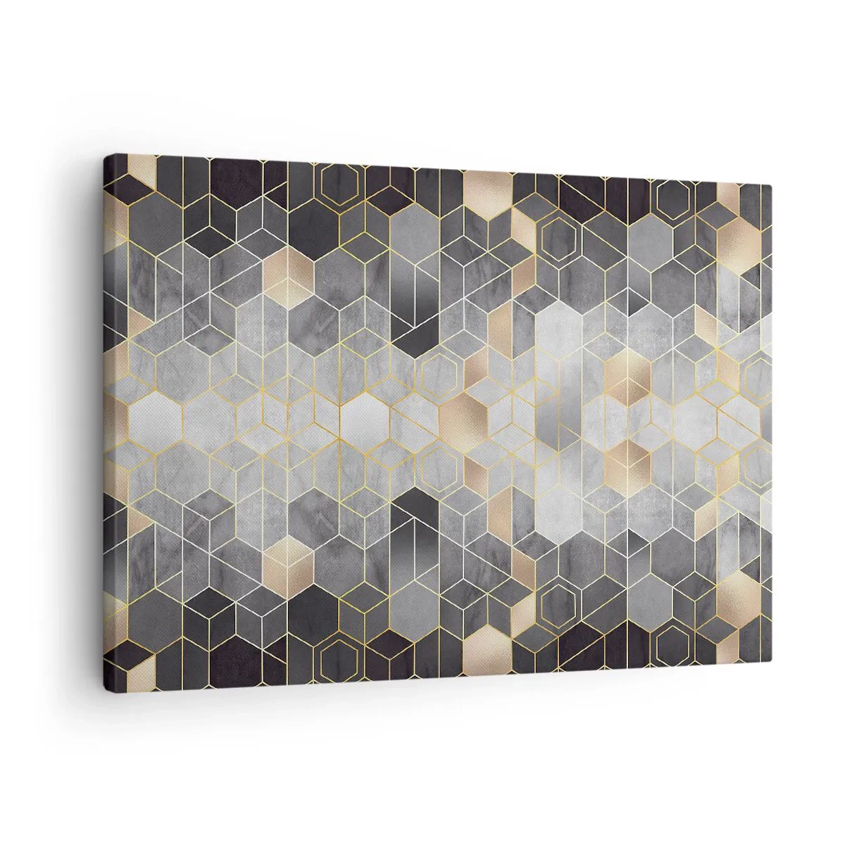 Canvas picture - Geometric pattern in golden shades - 70x50cm - Diamond Composition - Modern wall decoration for the living room and bedroom ARTTOR
