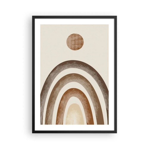 Poster in black frame - Abstract motif of arches and sun in earthy tones - 50x70cm - In a Distant Galaxy - Modern wall decoration for the living room and bedroom ARTTOR