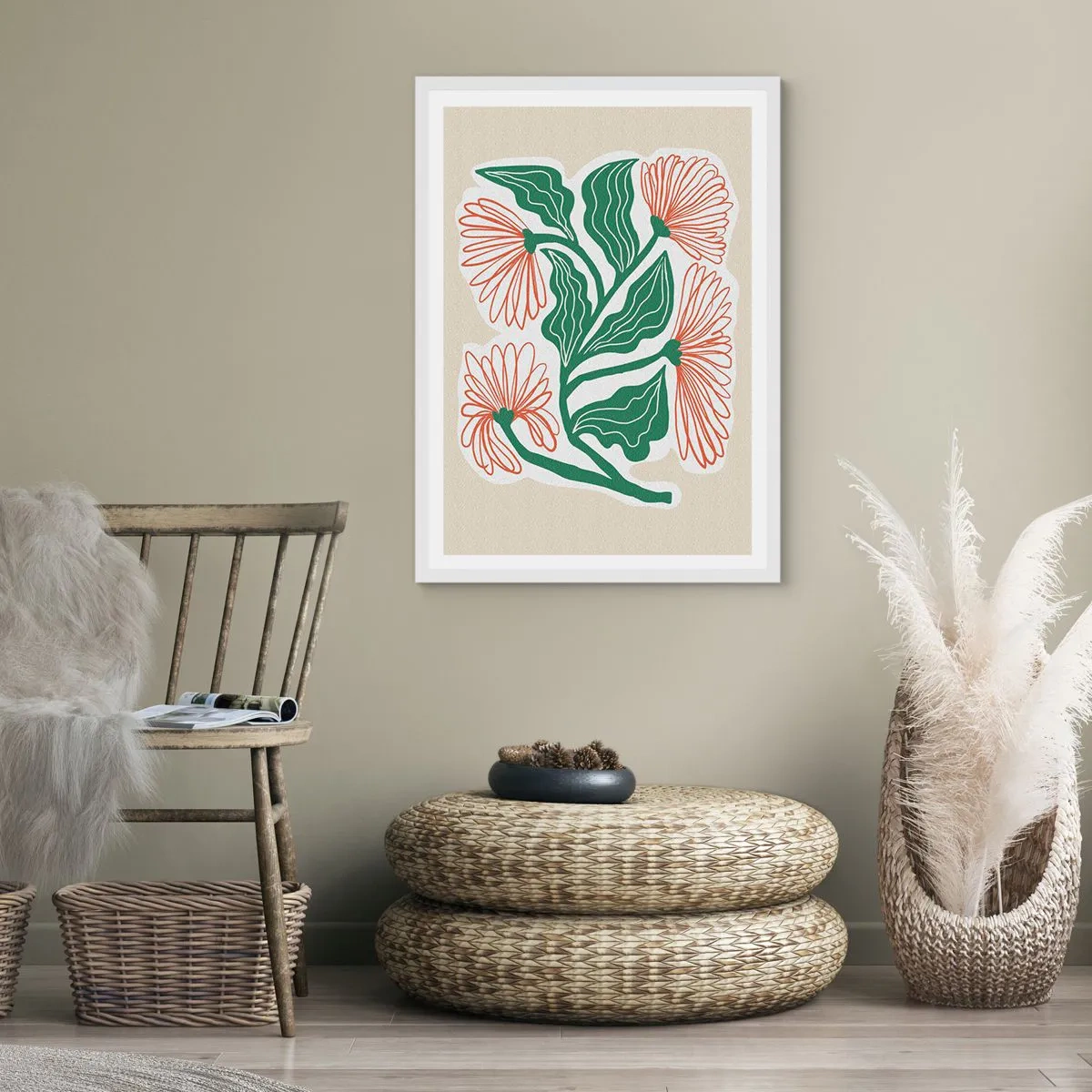 Poster in white frmae - Folk and Modern - 40x50 cm