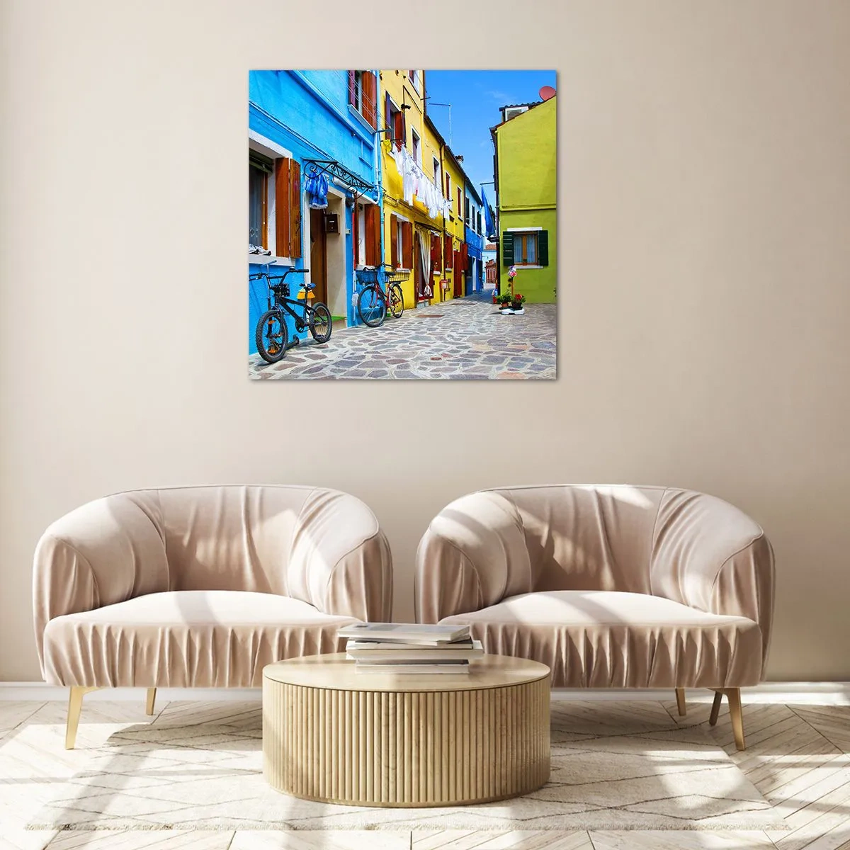 Glass picture - Sweet, Pastel Alley  - 30x30 cm