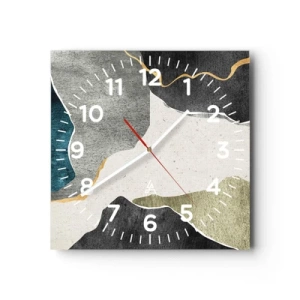 Wall clock - Clock on glass - Mosaic Composition with a Gold Thread - 30x30 cm