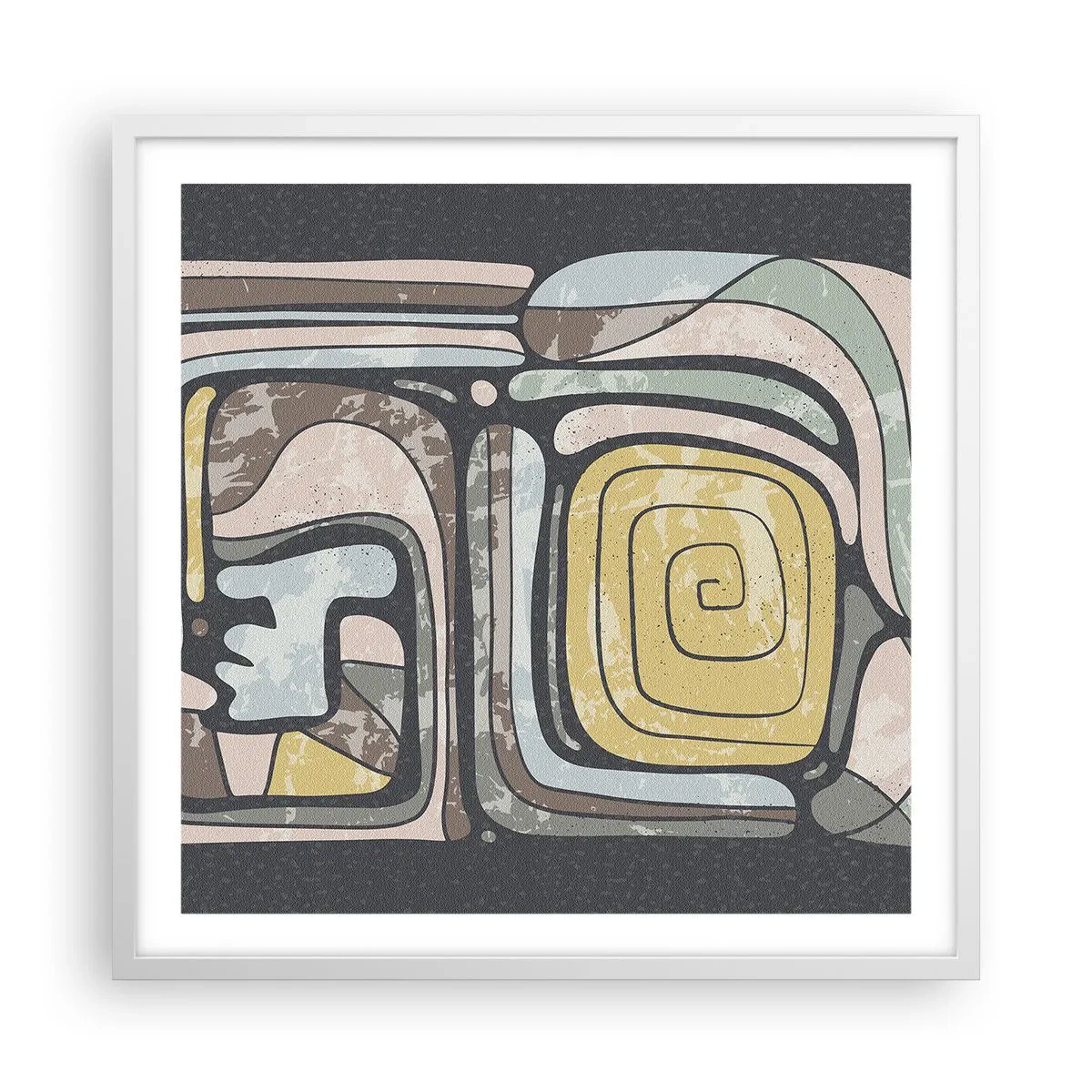 Poster in white frmae - Abstract in Precolumbian Style  - 60x60 cm