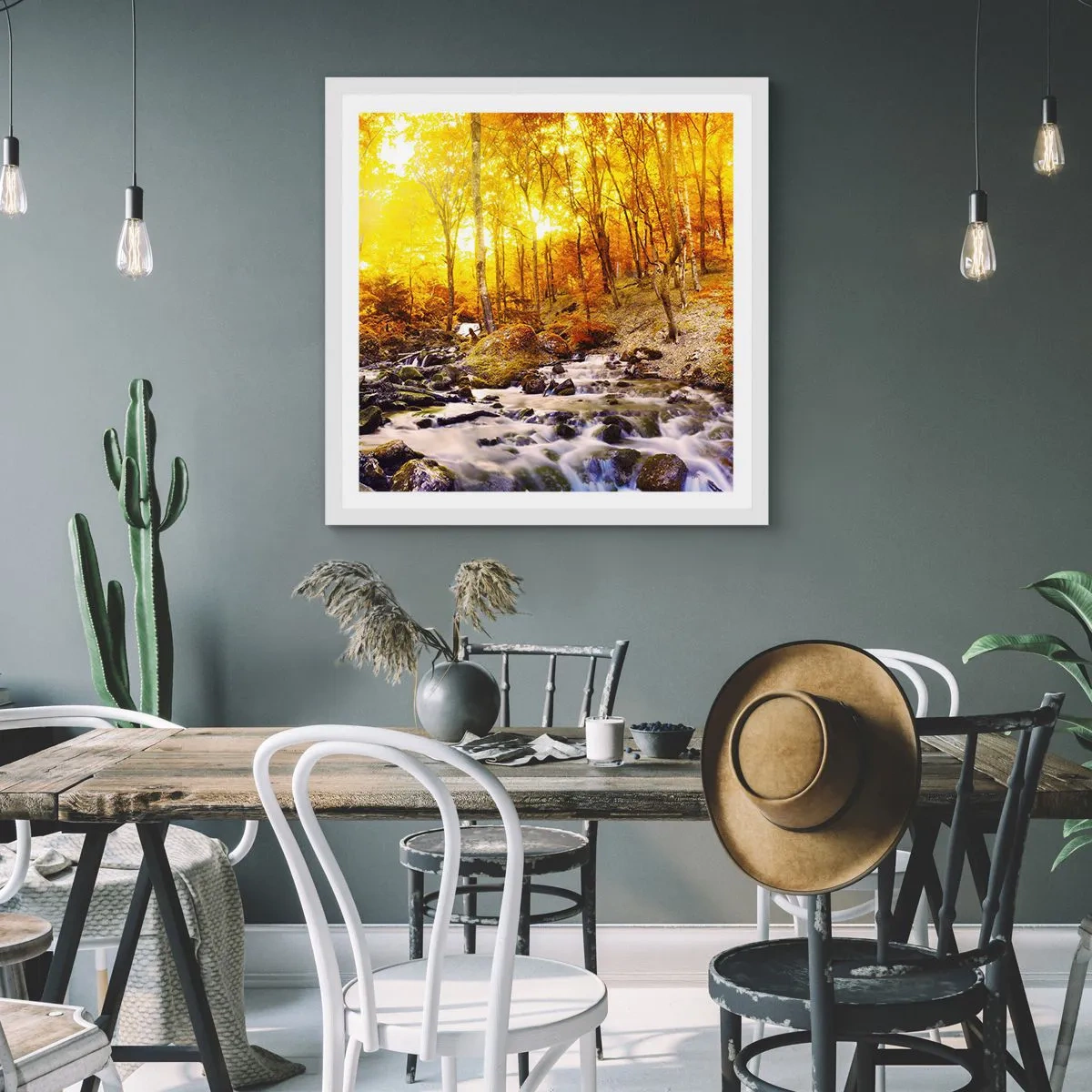 Poster in white frmae - Stones Set in Gold and Platinum - 30x30 cm