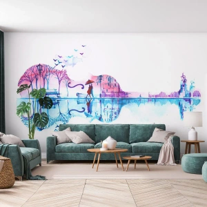 Self-Adhesive Photo Wallpaper Deluxe Sticker - I Will Bring Canticles of Rain - Abstraction, Violin, Architecture - 400x280 cm