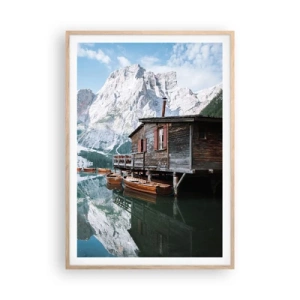 Poster in light oak frame - Crystal, Mountain Morning - 70x100 cm