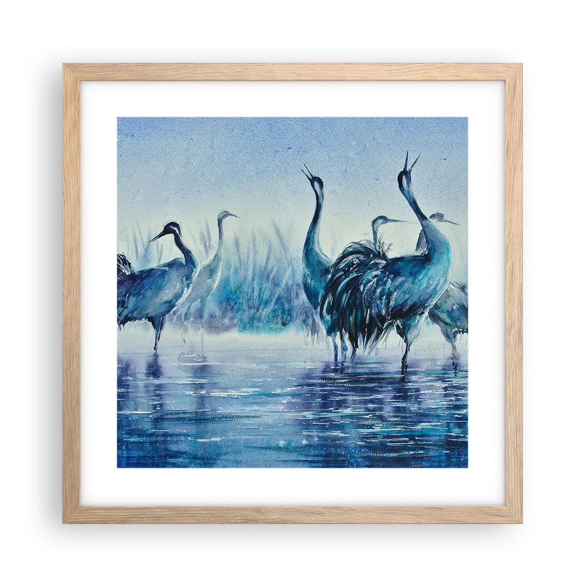 Poster in light oak frame - Morning Encounter - 40x40 cm