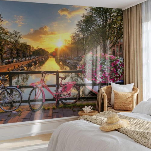 Photo Wallpaper Standard Eco - Spring Morning in Amsterdam - City, Amsterdam, Architecture - 200x140 cm