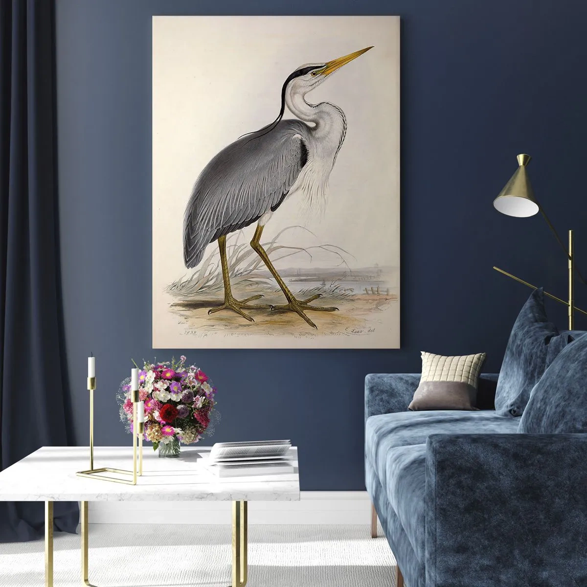 Glass picture - Charm of a Heron - 50x70 cm