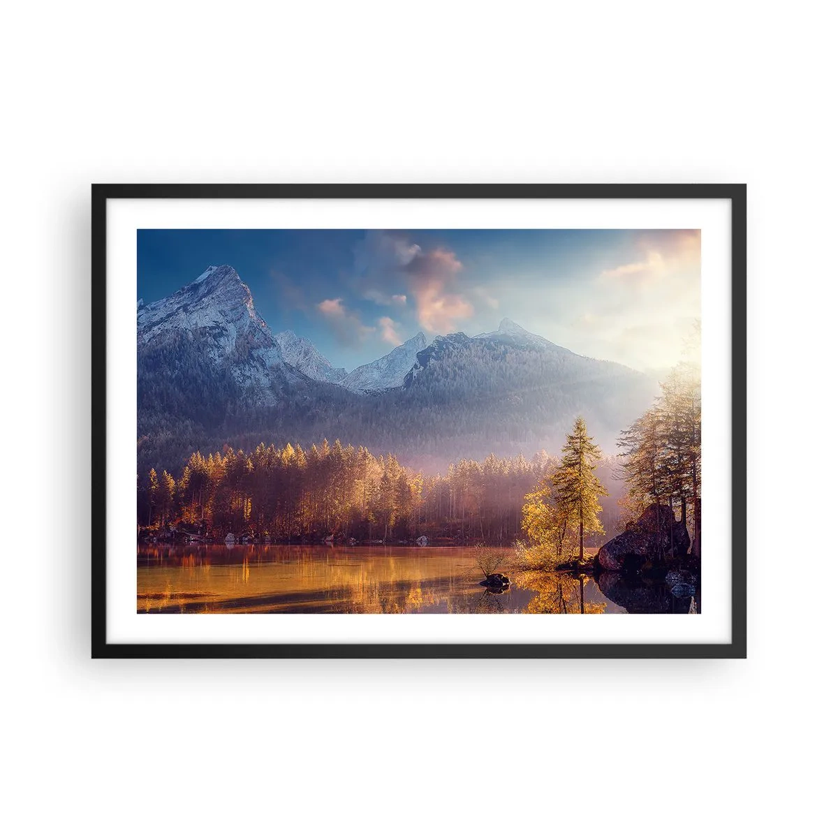 Poster in black frame - In the Mountains and Valleys - 70x50 cm
