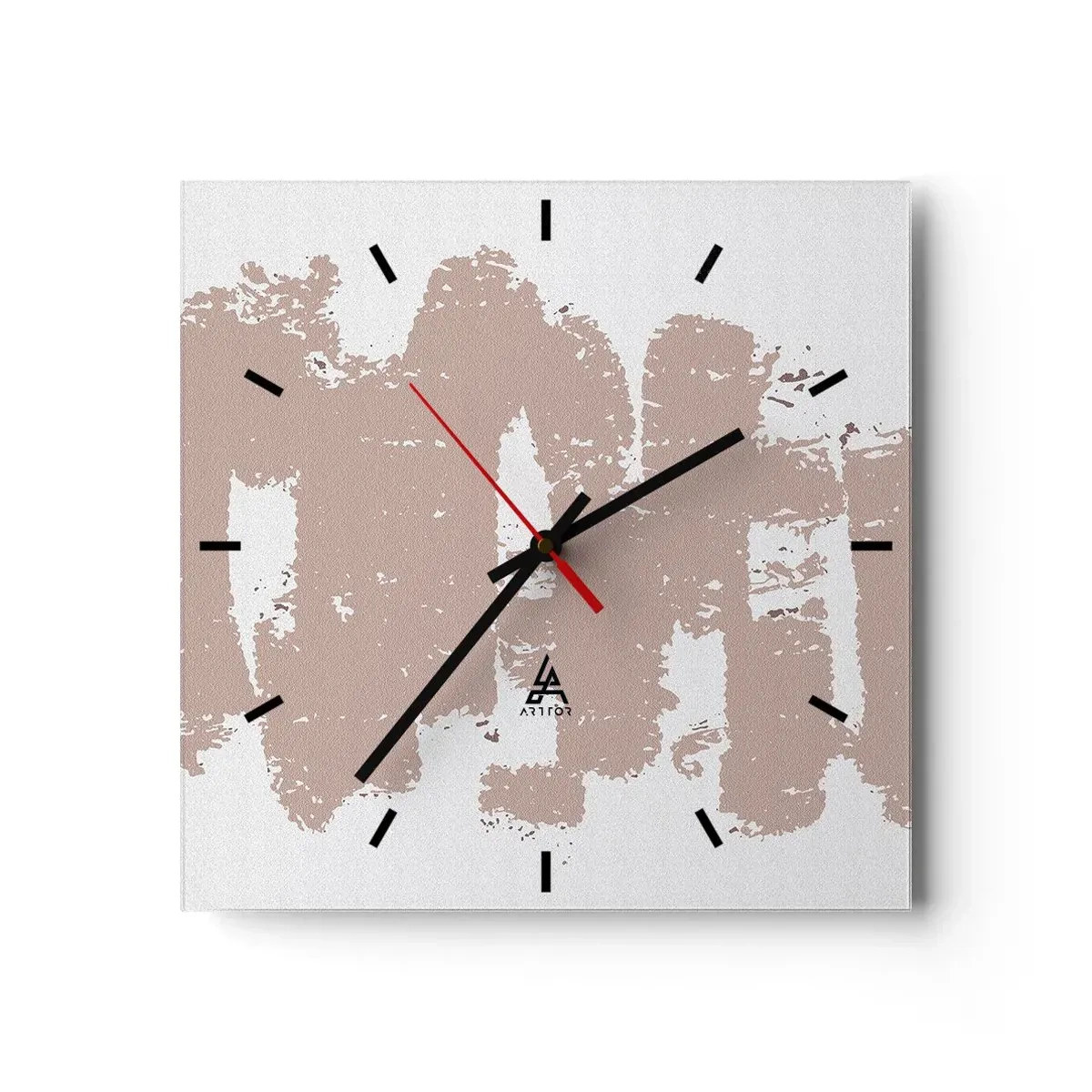 Wall clock - Clock on glass - Abstract in Delicate Pink - 40x40 cm