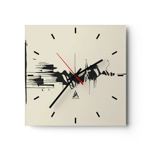 Wall clock - Clock on glass - Hasty Abstract - 30x30 cm