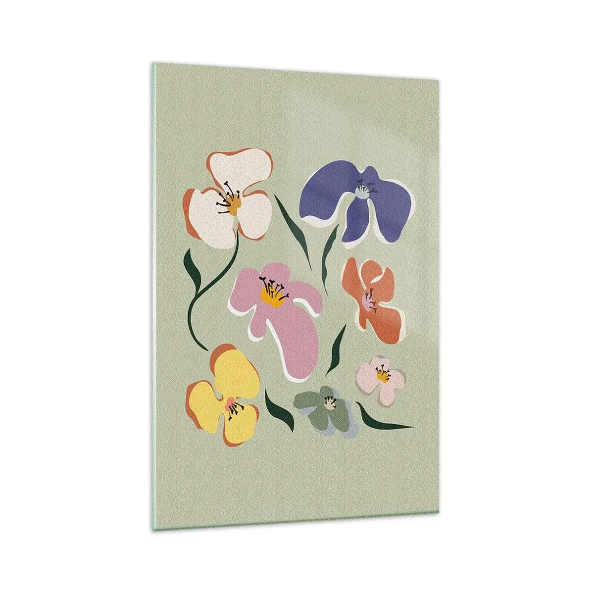 Glass picture - Pansies in a Row - 80x120 cm