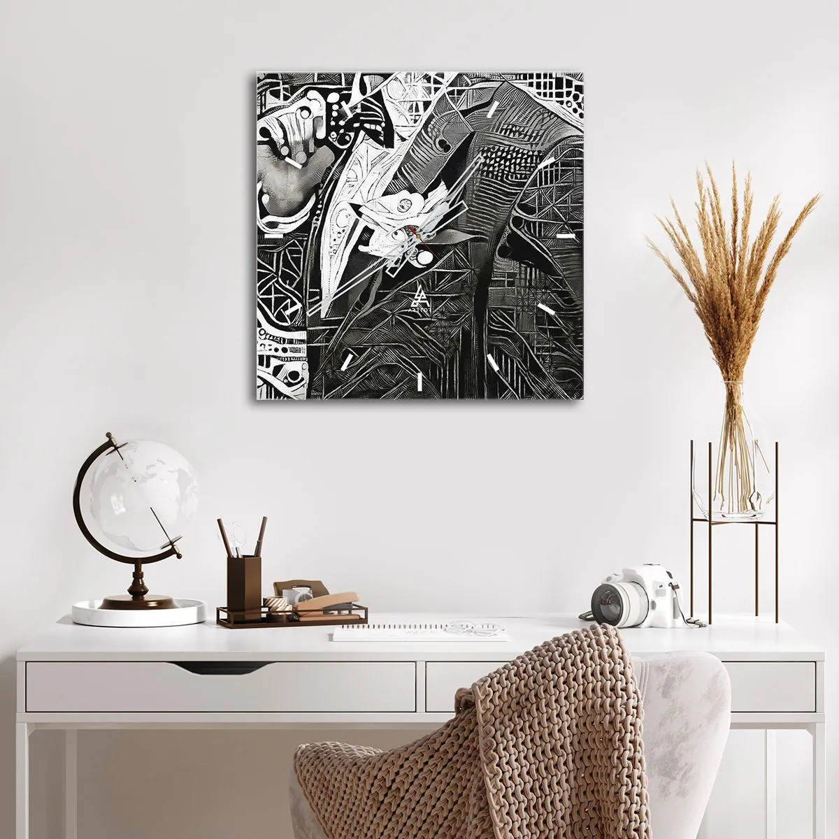 Wall clock - Clock on glass - Elegant in Grey - 30x30 cm