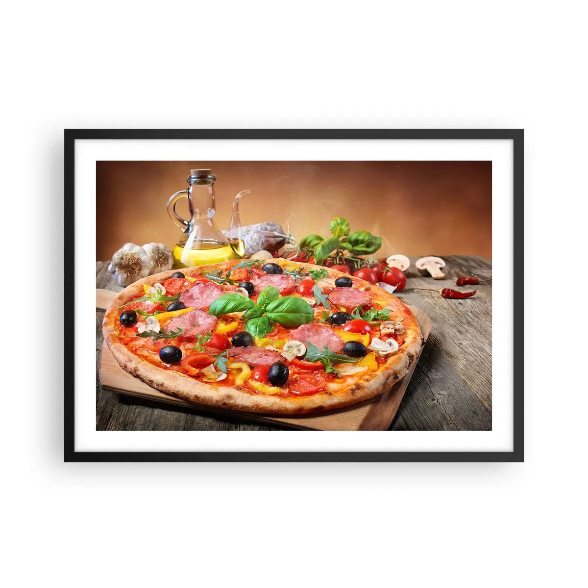 Poster in black frame - With a Real Italian Flavouring - 70x50 cm