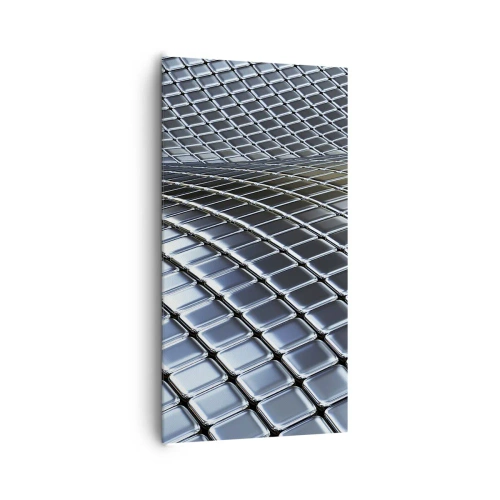 Canvas picture - Metallic Silver Wave - 65x120 cm