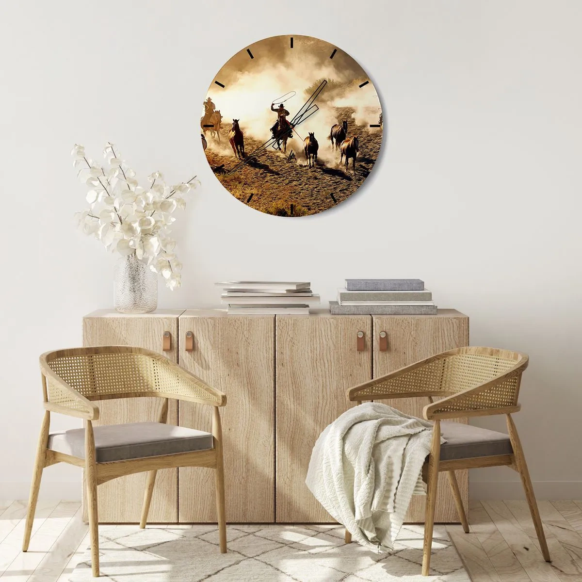 Wall clock - Clock on glass - Really Wild West - 30x30 cm