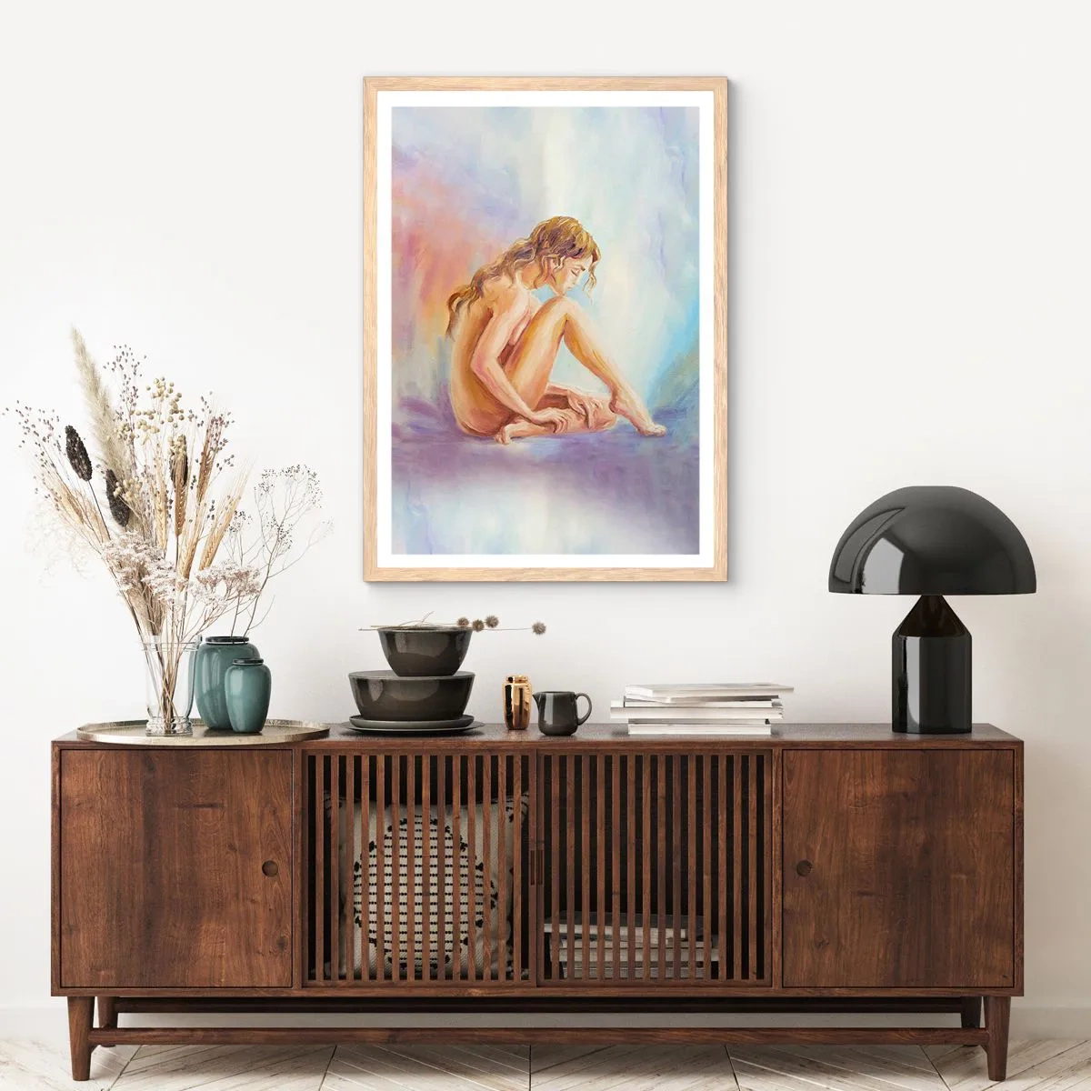 Poster in light oak frame - Nude of Youth - 40x50 cm