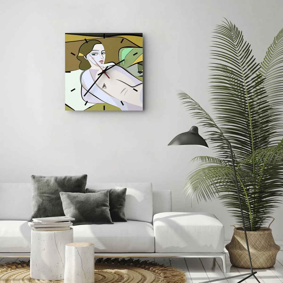 Wall clock - Clock on glass - Intimate Portrait - 30x30 cm