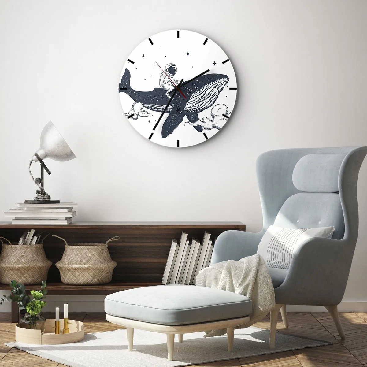 Wall clock - Clock on glass - Space Adventure - 40x40 cm