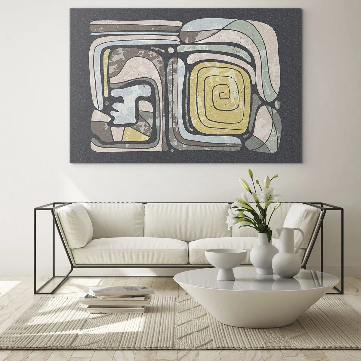 Glass picture - Abstract in Precolumbian Style  - 120x80 cm