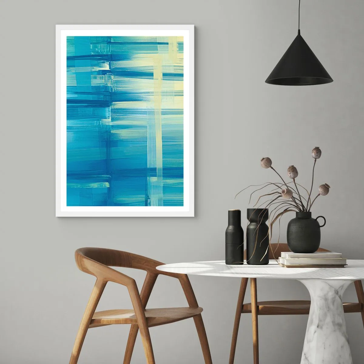 Poster in white frmae - Composition In Turquoise - 30x40 cm