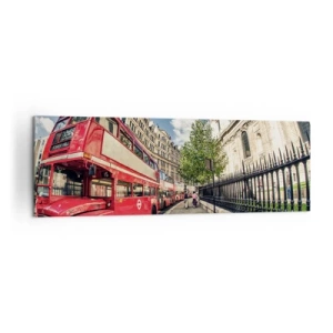 Canvas picture - London Street in Grey and Red - 160x50 cm