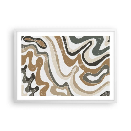 Poster in white frmae - Meanders of Earth Colours - 70x50 cm
