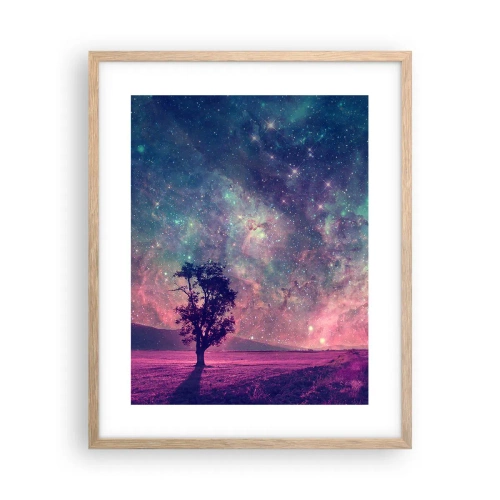 Poster in light oak frame - Under Magical Sky - 40x50 cm