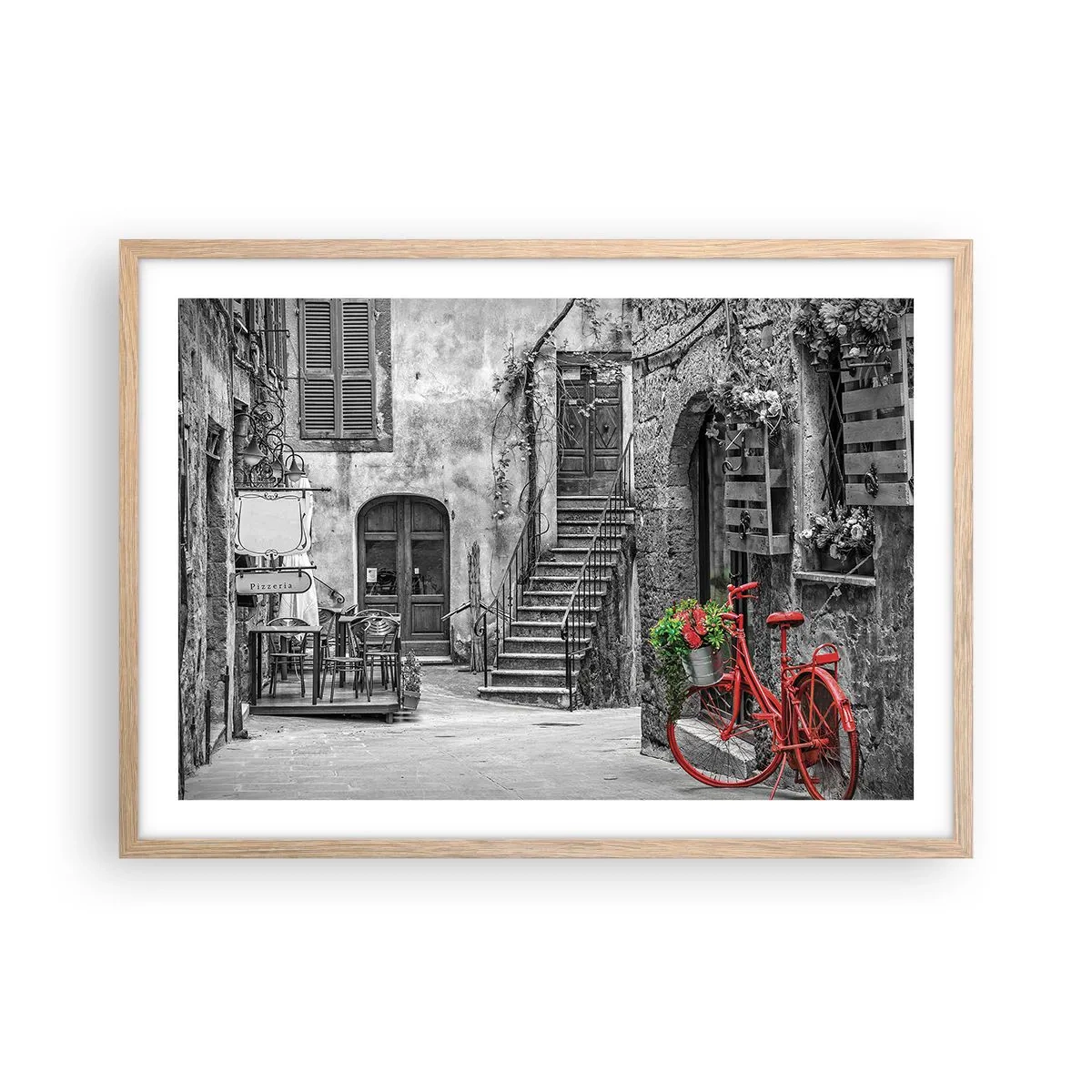 Poster in light oak frame - Tuscan Alley - 70x50 cm