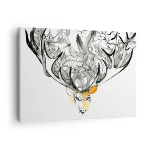Canvas picture - Subtle deer graphic with decorative antlers - 70x50cm - Cornucopia - Modern wall decoration for the living room and bedroom ARTTOR
