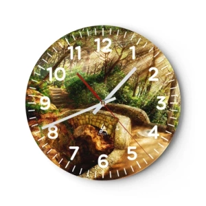 Wall clock - Clock on glass - From the Bridge to Enchanted Forest - 30x30 cm