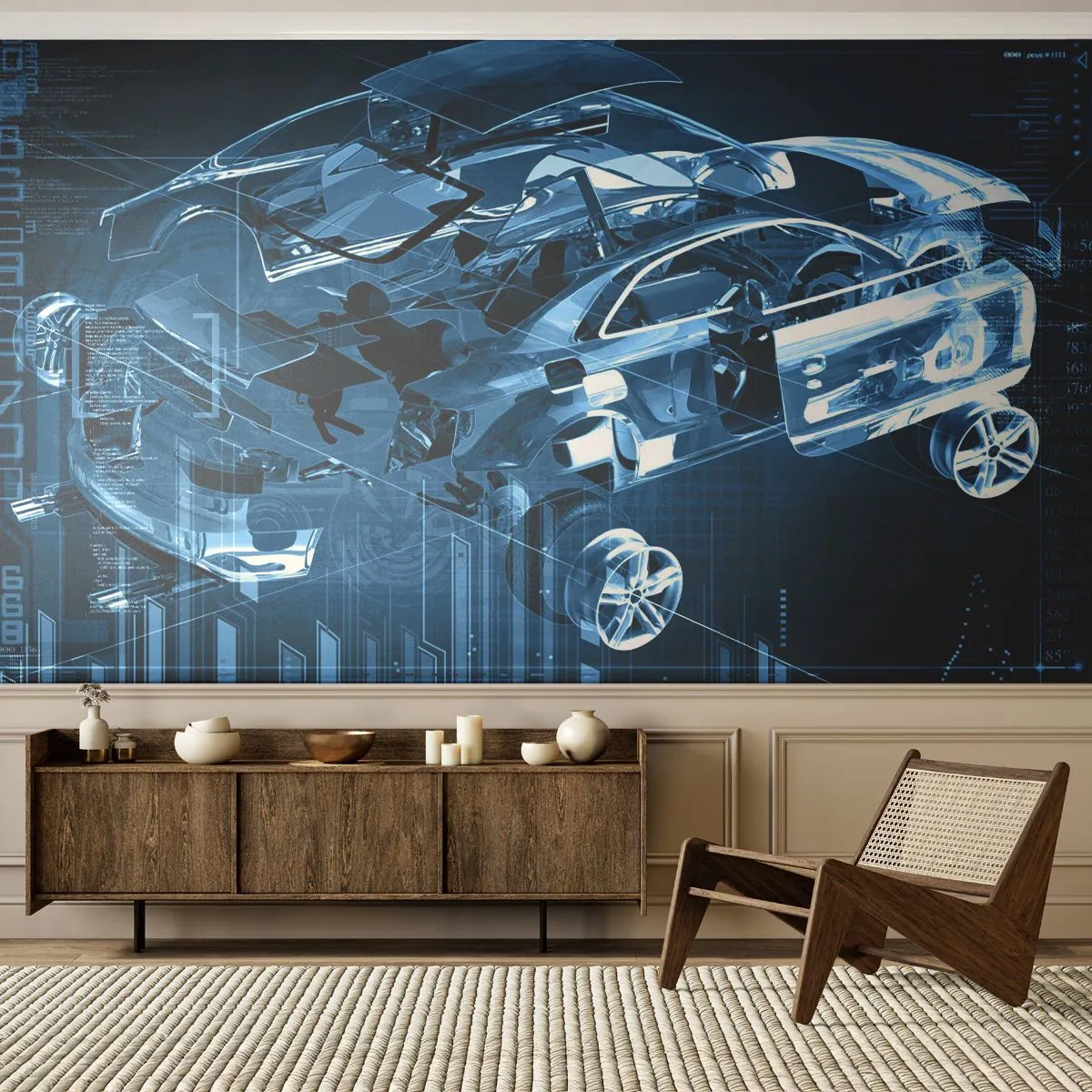 Self-Adhesive Photo Wallpaper Deluxe Sticker - Engineering Anatomy - Automotive, Car, Concept - 250x175 cm