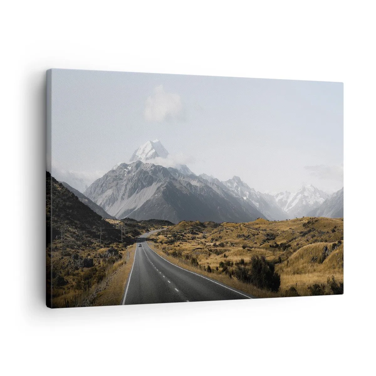 Canvas picture - A road in the mountains surrounded by a picturesque landscape - 70x50cm - Road to the Heart of the Mountains - Modern wall decoration for the living room and bedroom ARTTOR