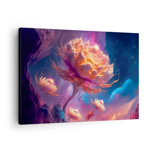 Canvas picture - Fantasy flowers in a cosmic landscape - 70x50cm - Another World - Modern wall decoration for the living room and bedroom ARTTOR