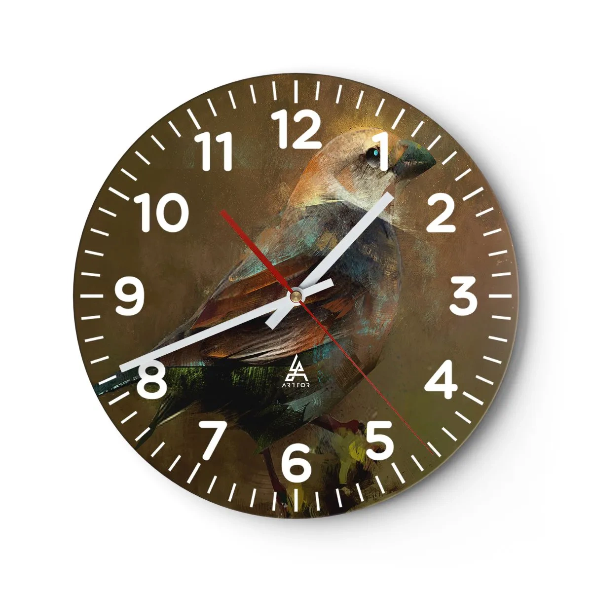 Wall clock - Clock on glass - Sparrow, a Little Birdy - 40x40 cm