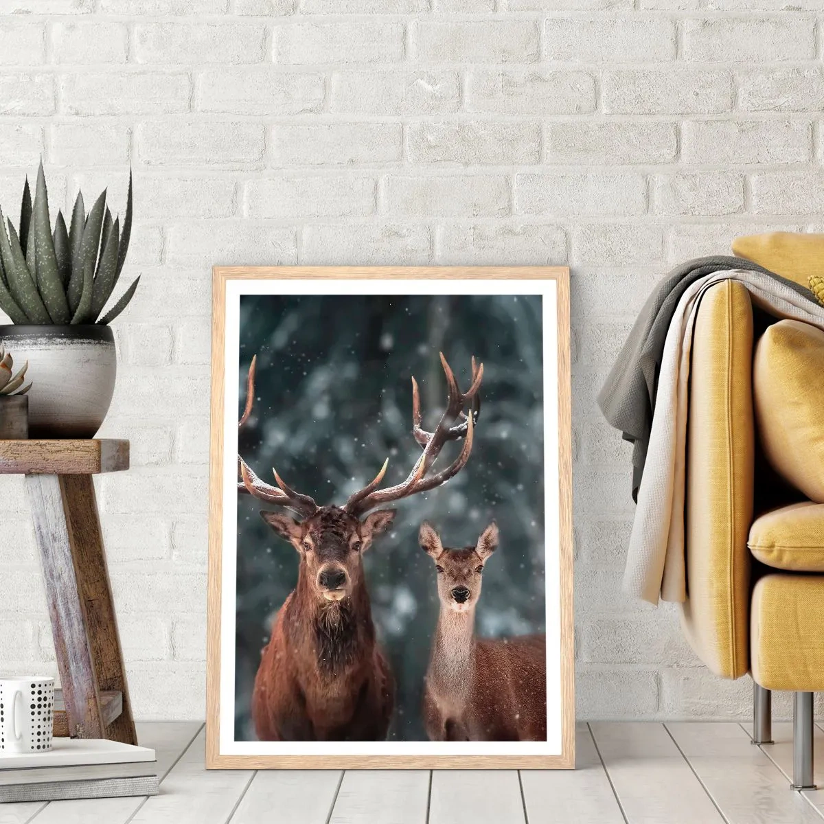 Poster in light oak frame - Master of the Forest with His Wife - 70x100 cm