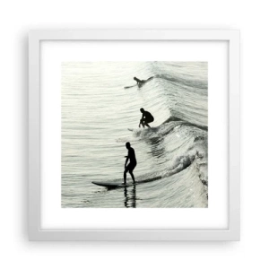 Poster in white frmae - Meeting the Wave - 30x30 cm