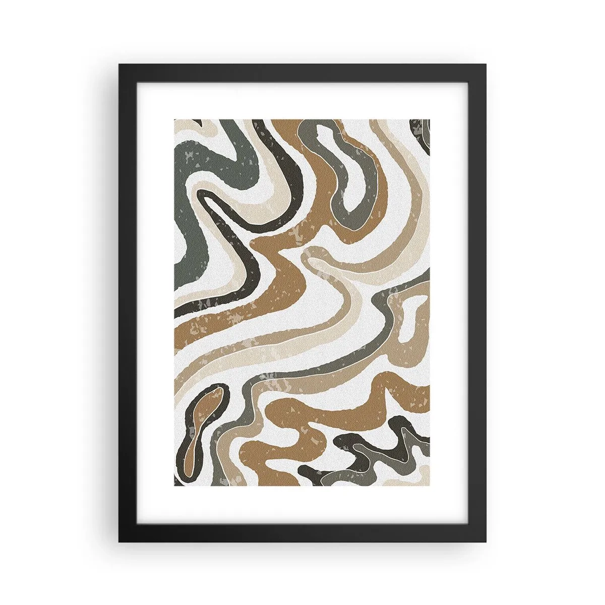 Poster in black frame - Meanders of Earth Colours - 30x40 cm