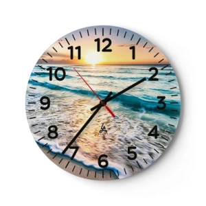 Wall clock - Clock on glass - Sunset View - 30x30 cm